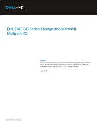 Dell EMC SC Series Storage and Microsoft Multipath I/O
