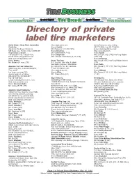 Directory of Private Label Tire Marketers