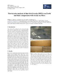 First In-Situ Analysis of Dust Devil Tracks (Ddts) on Earth and Their Comparison with Tracks on Mars