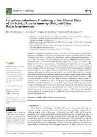 Long-Term Subsidence Monitoring of the Alluvial Plain of the Scheldt River in Antwerp (Belgium) Using Radar Interferometry