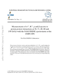 Measurements of Π , K , P and ¯P Spectra in Proton-Proton