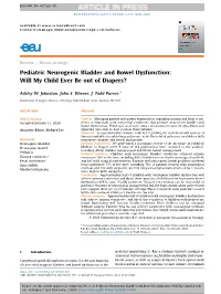 Pediatric Neurogenic Bladder and Bowel Dysfunction