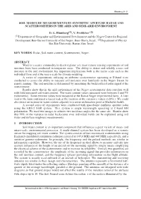 Soil Moisture Measurements by Synthetic Aperture Radar and Scatterometers in the Arid and Semi-Arid Environment