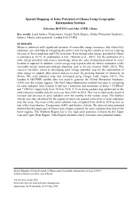Spatial Mapping of Solar Potential of Ghana Using Geographic Information Systems