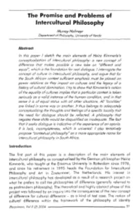 The Promise and Problems of Intercultural Philosophy