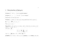 1 Factorisation of Integers