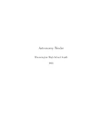 Astronomy Binder