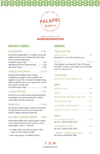 Brunch Menu Drinks