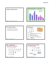 Chapter 5: Open Economy in an Open Economy, Y = C + I + G + NX