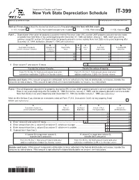 Form IT-399:2020:New York Depreciation Schedule:It399