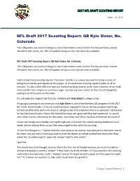 NFL Draft 2017 Scouting Report: QB Kyle Sloter, No. Colorado