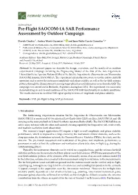 Pre-Flight SAOCOM-1A SAR Performance Assessment by Outdoor Campaign