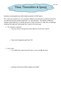 Time, Timetables & Speed