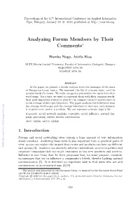 Analyzing Forum Members by Their Comments∗