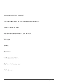 Artemus Ward (Charles Farrar Browne) Part 7 the COMPLETE WORKS