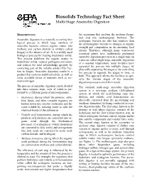 Biosolids Technology Fact Sheet, Multi-Stage Anaerobic Digestion