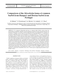Comparison of the Myxobolus Fauna of Common Barbel from Hungary and Iberian Barbel from Portugal