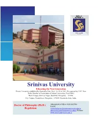 Srinivas University Educating the Next Generation Private University Established by Karnataka State Govt