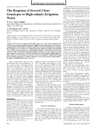 The Response of Several Citrus Genotypes to High-Salinity Irrigation Water