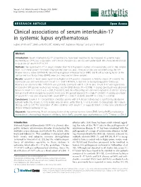 Clinical Associations of Serum Interleukin-17 in Systemic Lupus