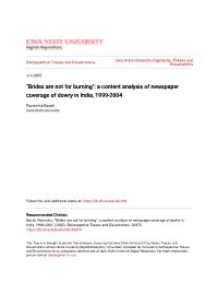 A Content Analysis of Newspaper Coverage of Dowry in India, 1999-2004