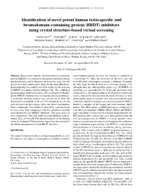 (BRDT) Inhibitors Using Crystal Structure-Based Virtual Screening