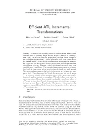 Efficient ATL Incremental Transformations