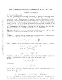 Monic Polynomials in $ Z [X] $ with Roots in the Unit Disc
