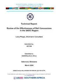 Review of the Effectiveness of Rail Concessions in the SADC Region