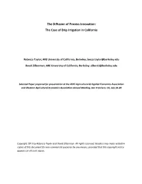 The Diffusion of Process Innovation: the Case of Drip Irrigation in California