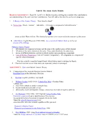 Unit II. the Atom: Early Models