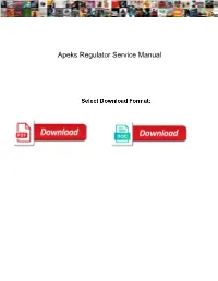 Apeks Regulator Service Manual