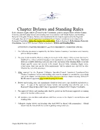 Chapter Bylaws and Standing Rules