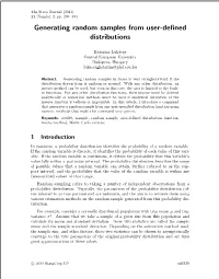 Generating Random Samples from User-Defined Distributions