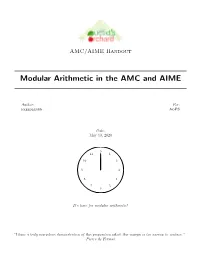 Modular Arithmetic in the AMC and AIME