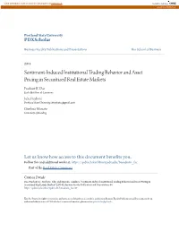 Sentiment-Induced Institutional Trading Behavior and Asset Pricing in Securitized Real Estate Markets