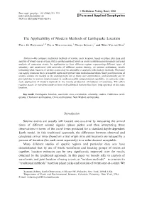 The Applicability of Modern Methods of Earthquake Location