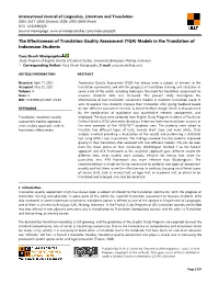 The Effectiveness of Translation Quality Assessment (TQA) Models in the Translation of Indonesian Students