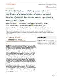 Analysis of GABRB3 Gene Mrna Expression and Motor Coordination After Administration of Valerian Extracts ( Valeriana Officinalis