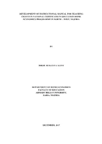Development of Instructional Manual for Teaching Crafts in National Certficate in Education Home Economics Programme in North – West, Nigeria