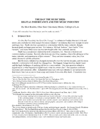 DIGITAL INHERITANCE and the MUSIC INDUSTRY by Matt Borden