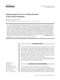Epidemiological Overview of Sleep Disorders in the General Population
