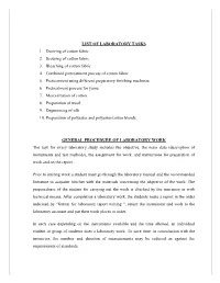 LIST of LABORATORY TASKS 1. Desizing of Cotton Fabric 2. Scouring of Cotton Fabric 3
