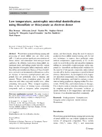 Low Temperature, Autotrophic Microbial Denitrification Using