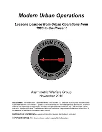 Modern Urban Operations