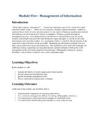 Module Five - Management of Information