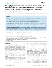 Monophyly, Distance and Character–Based Multigene Barcoding Reveal Extraordinary Cryptic Diversity in Nassarius: a Complex and Dangerous Community