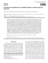 Principles and Applications of Rabbit Models for Atherosclerosis Research
