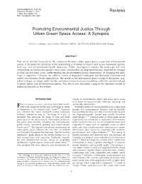 Promoting Environmental Justice Through Urban Green Space Access: a Synopsis
