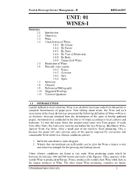 Unit: 01 Wines-I